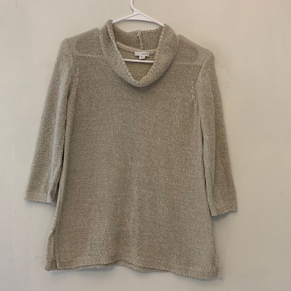 Pure jill cream colored lightweight long sleeve sweater with side slits Size XSP